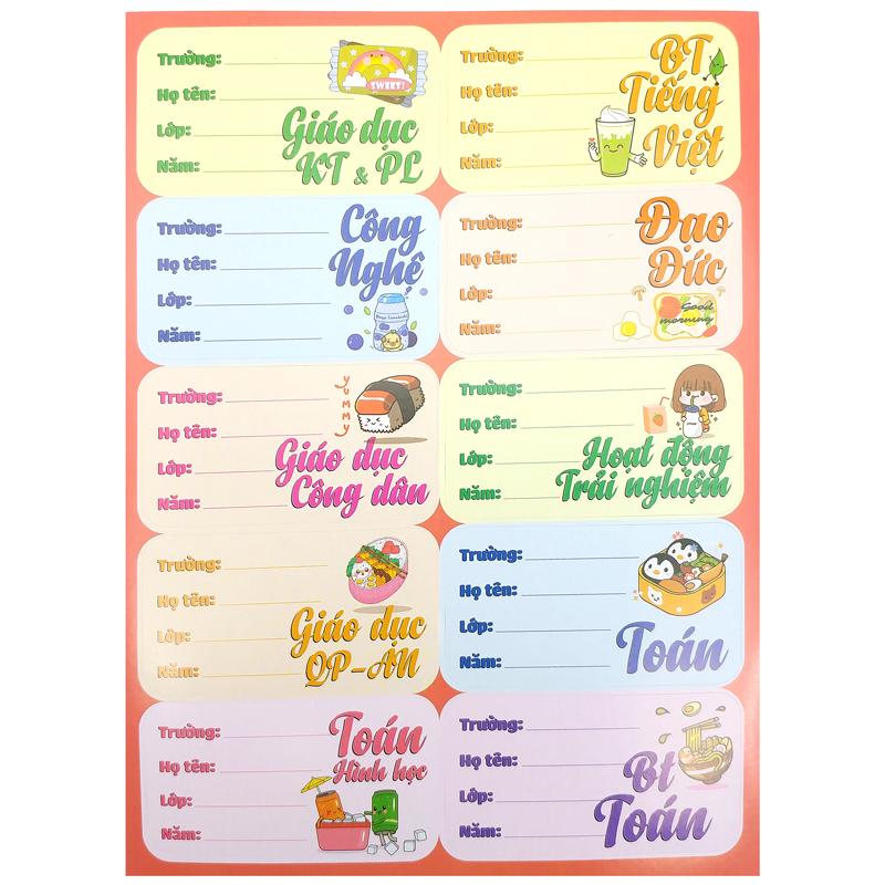 Bộ 3 Sticker Nhãn Vở Môn Học - Teenage NV-03