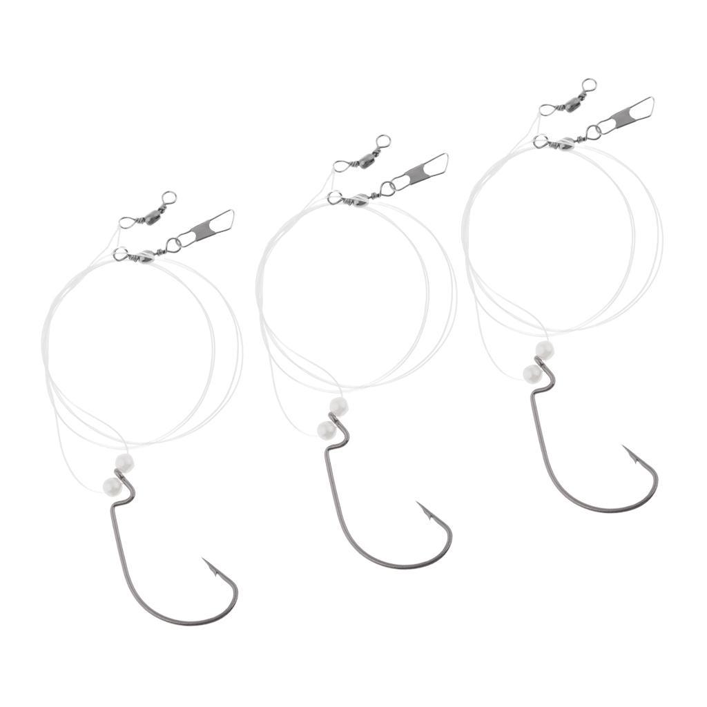 3pcs High Strength Nylon Fishing Wire Leader with Jig Hook Swivel Snap Bead