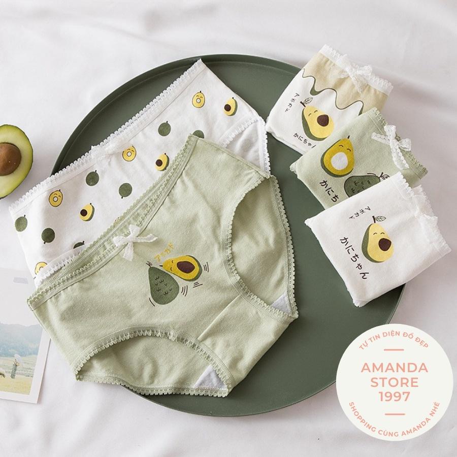 Quần lót cotton co giãn 4 chiều hình bơ cute. Quần lót bơ thấm hút mồ hôi tốt