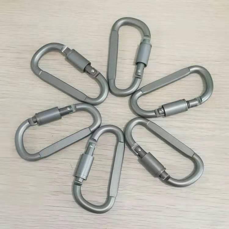 Móc Đa Năng Móc Khóa Nhôm Đi Phượt Carabiner Chữ D Khoá Xoay 8cm