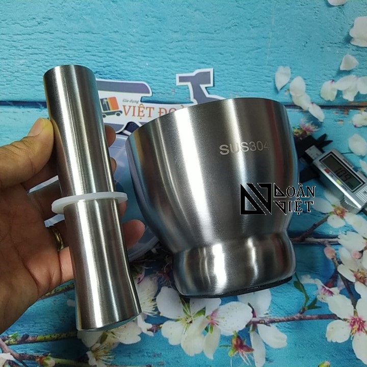 Bộ CỐI CHÀY INOX SUS 304 BẦU có NẮP. Dụng cụ nhà bếp Chày giã nghiền thực phẩm tỏi tiêu ĐA NĂNG Chày cối là dụng cụ thiết yếu mọi gia đình và Nhà hàng