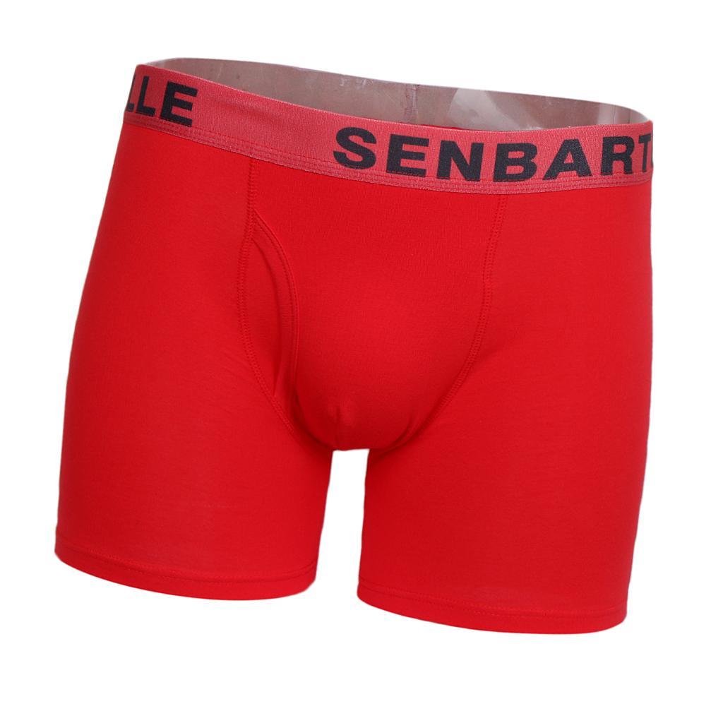 Men's Cotton Boxer Briefs Middle Rise Trunks Underwear Solid Color Plus Size