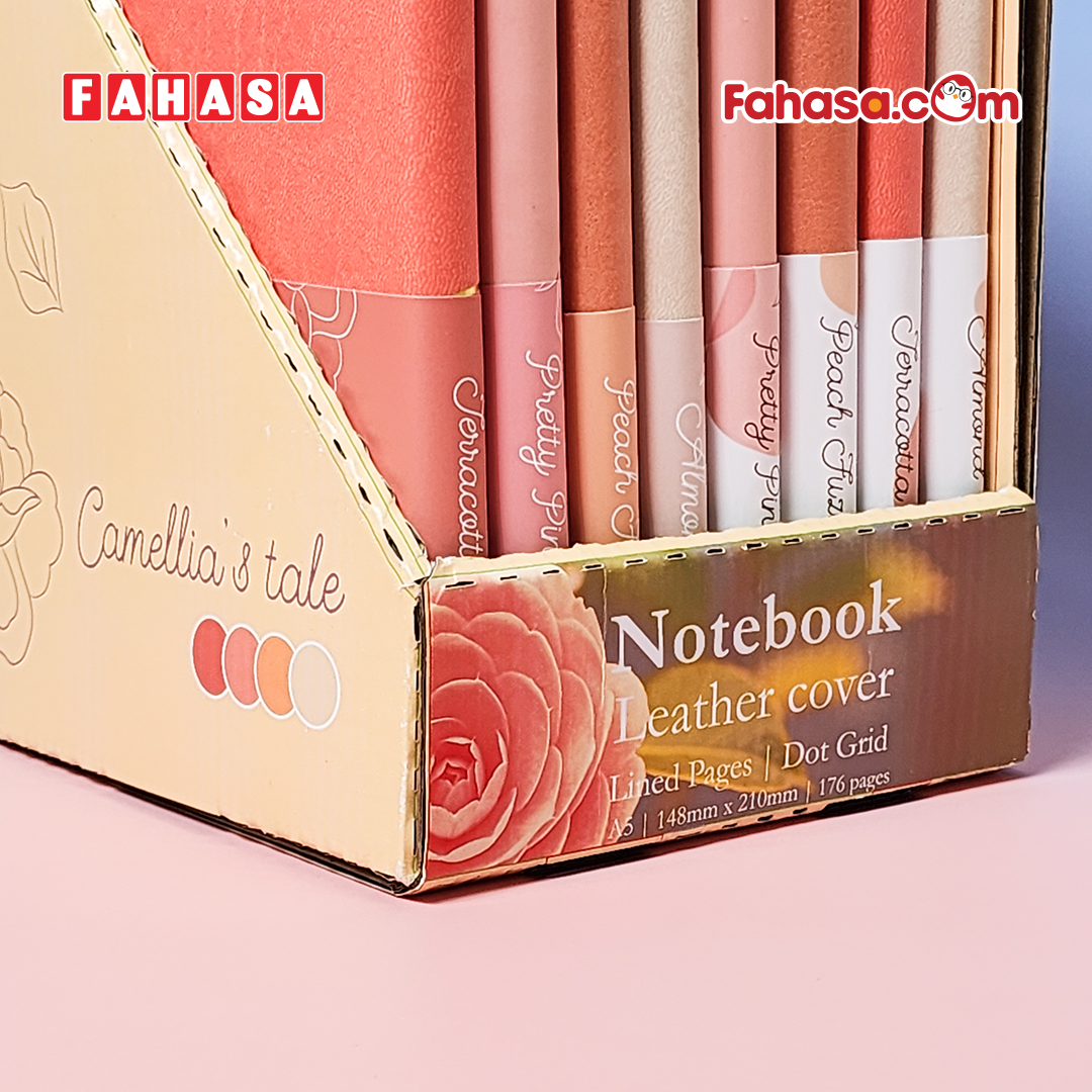 Sổ Da Bìa Cứng Camellia A6 - Kẻ Ngang - 120 Trang 100gsm - The Sun - Pretty Pink