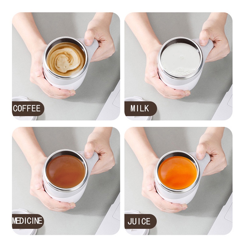 Cốc Khuấy Tự Động Pha Cafe, Sữa, Cốc Khuấy Tự Động 380ml Dùng Pin Lõi Inox 304 Không Rỉ Giữ Nhiệt Tốt - HÀNG CHÍNH HÃNG MINIIN