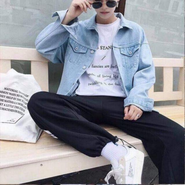 Áo khoác jeans xanh nam nữ BONI