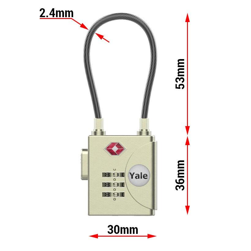 Khóa vali du lịch, khóa cây cáp Yale YTP3/32/350/1, Chứng chỉ TSA