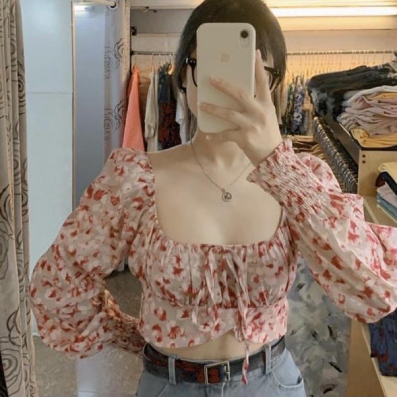 Áo croptop hoa tay dài bigsize