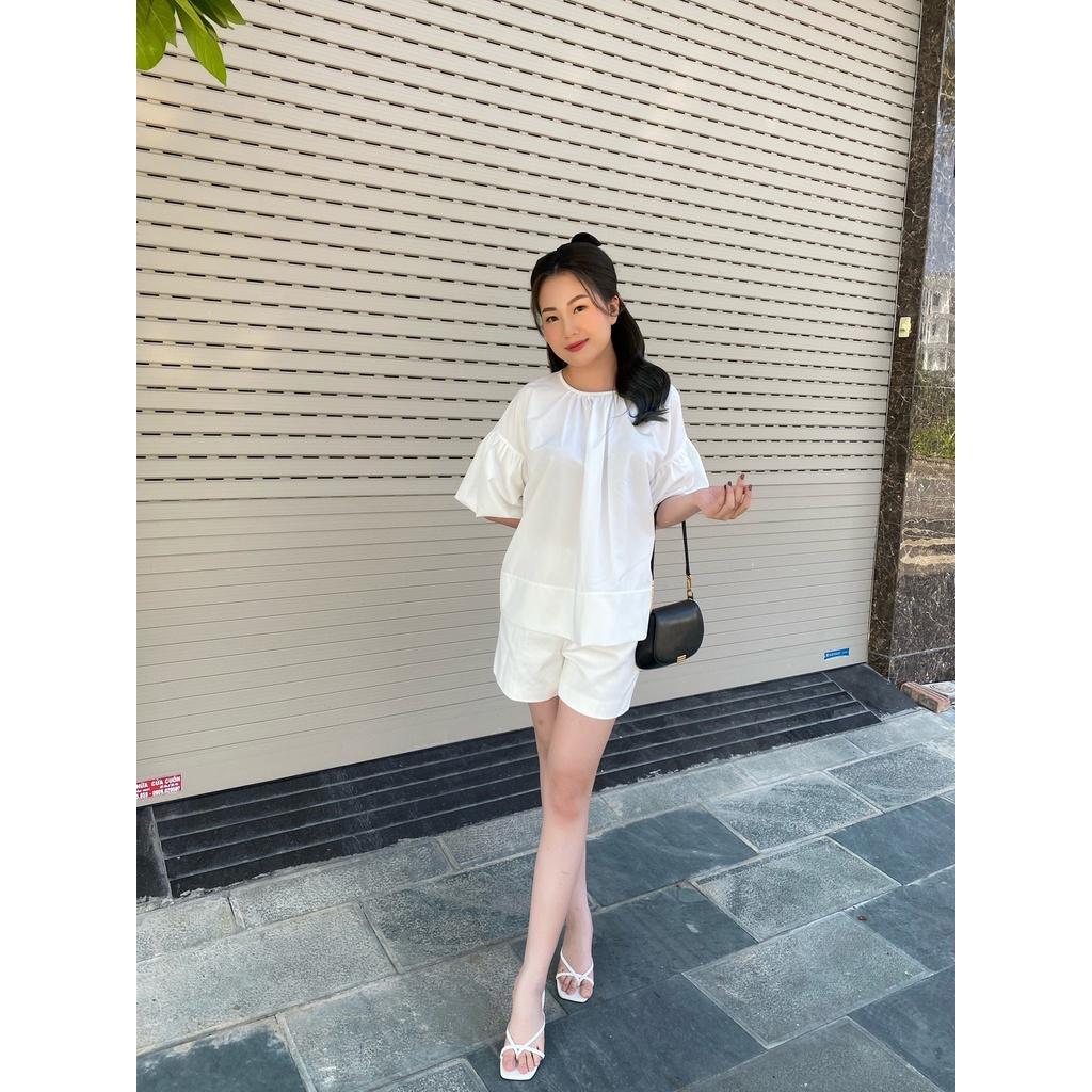 Áo sơ mi trắng nữ Freesize, tay chuông thời thượng, thoải mái, trendy, dễ phối đồ Peony - ALINE TOP