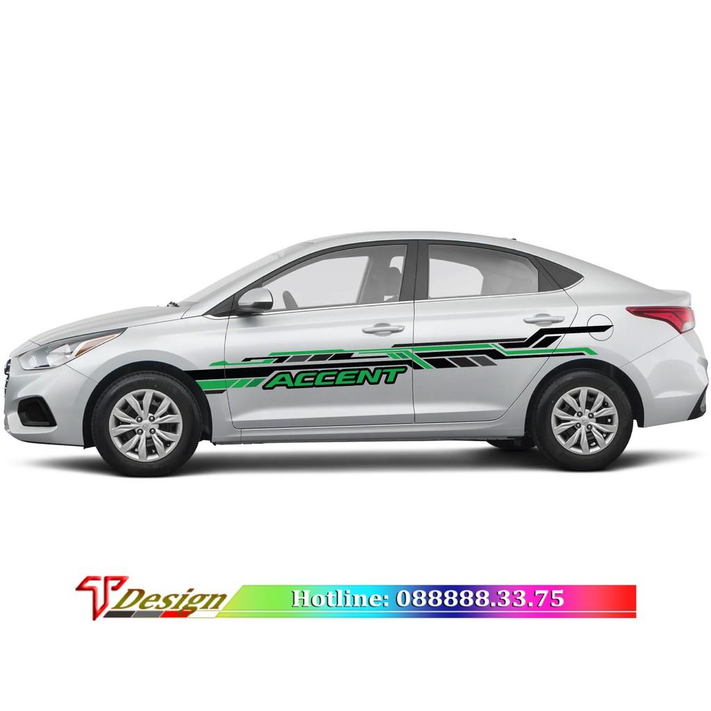 Decal xe oto, tem dán sườn dành cho xe Huyndai Accent WRAP 11, KT 254x36cm
