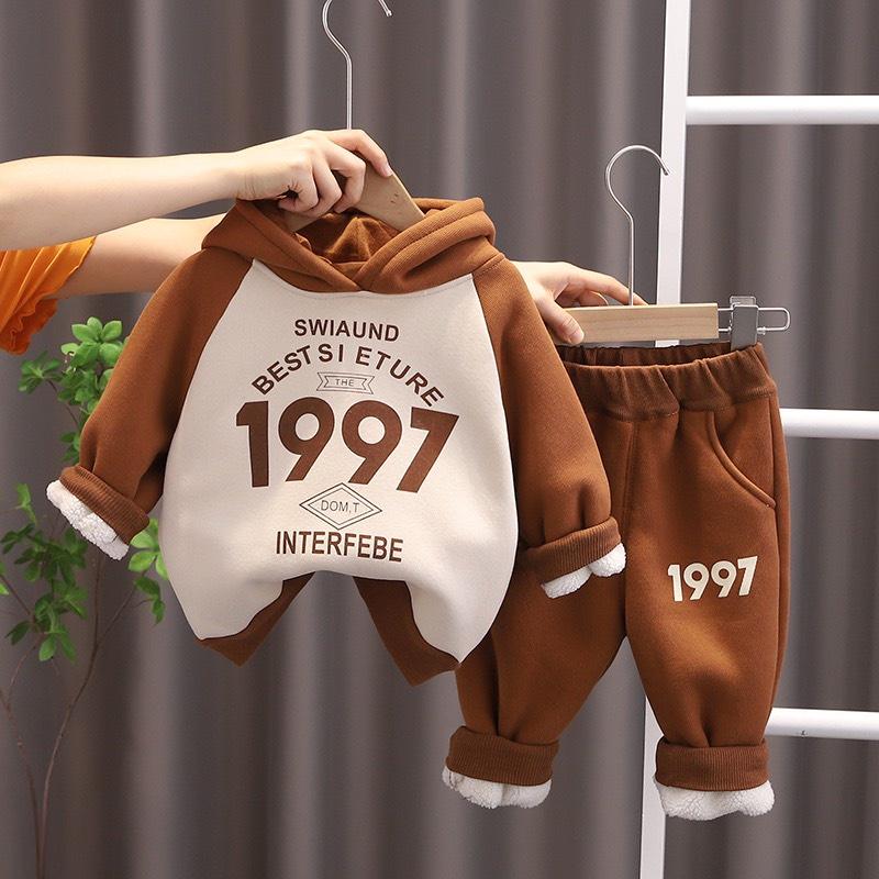 Bộ Nỉ Bông 1977 Cao Cấp Dày Dặn Cho Bé Trai, Bé Gái, Bộ Thu Đông Cho Bé Từ 7-25kg