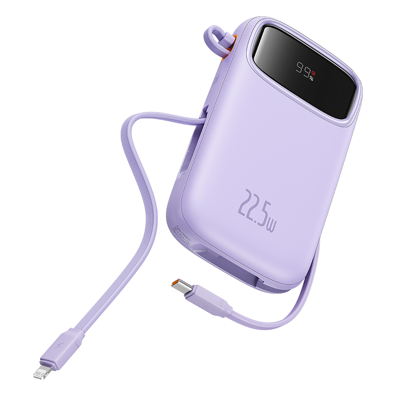 Pin Sạc Dự Phòng OS-Baseus Qpow2 Dual-Cable Digital Display Fast Charge Power Bank 10.000 / 20.000 22.5W (Kèm cáp USB to C 3A, 30cm)(Hàng chính hãng)