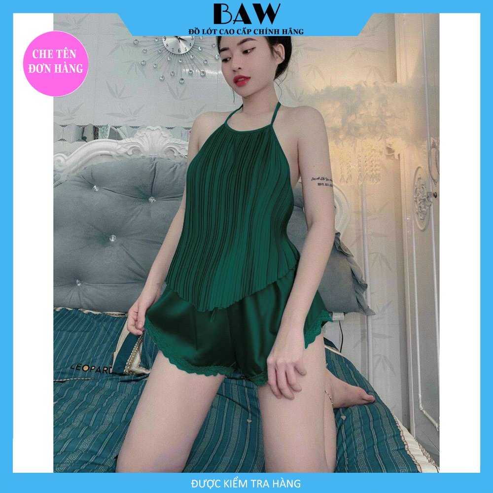 Đồ Ngủ Hai Dây Lụa Satin Cao Cấp Sexy Quyến Rũ Thương Hiệu Baw, Chất Liệu Lụa Mát Mịn Nhẹ Nhàng Cực Kỳ Lôi Cuốn NT707 (hình thật shop tự chụp)