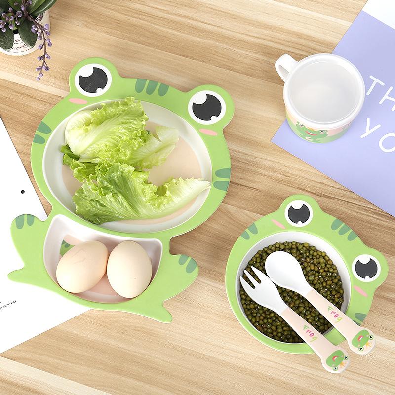 Sợi Tre Bộ Đồ Ăn Trẻ Em Ăn Đĩa Dùng Tiệc Chia Lưới Cho Bé Ăn Sáng Cho Bé Bổ Sung Bát Dĩa Thìa