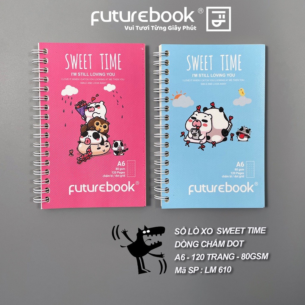 FUTUREBOOK - Sổ Lò Xo Bìa Mềm A6-Dòng Kẻ Chấm Dot-Định Lượng 80GSm-120 Trang. MSP LM610