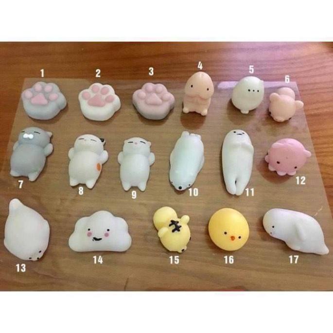 (Sỉ 1K) Thú mochi squishy nhiều mẫu mềm mịn đàn hồi bóp bóp kéo kéo