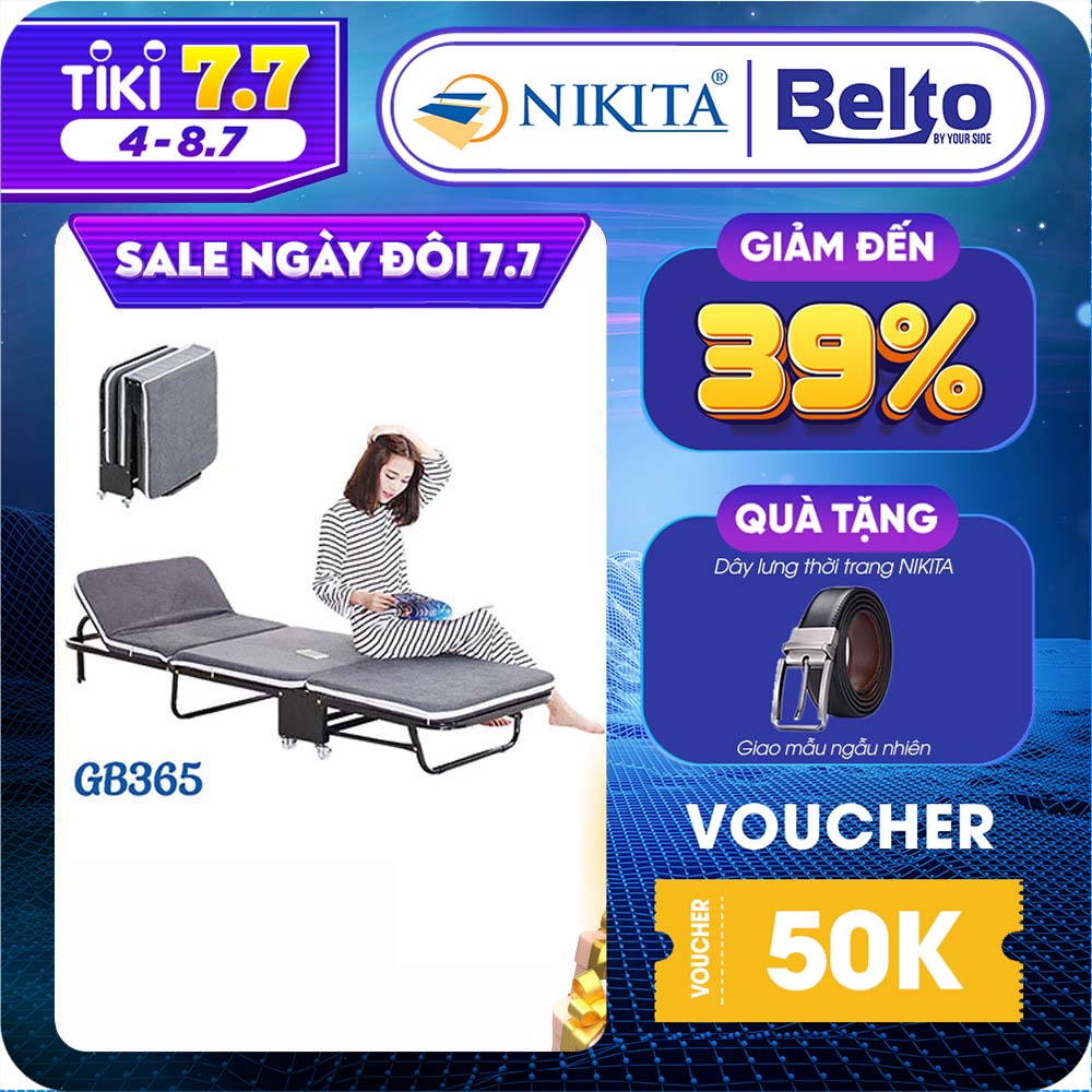 Giường Gấp Gọn 3 Khúc Cao Cấp NIKITA GB365 - Đệm Bọt Biển - Khung Sắt Sơn Tĩnh Điện - Chính Hãng NIKITA