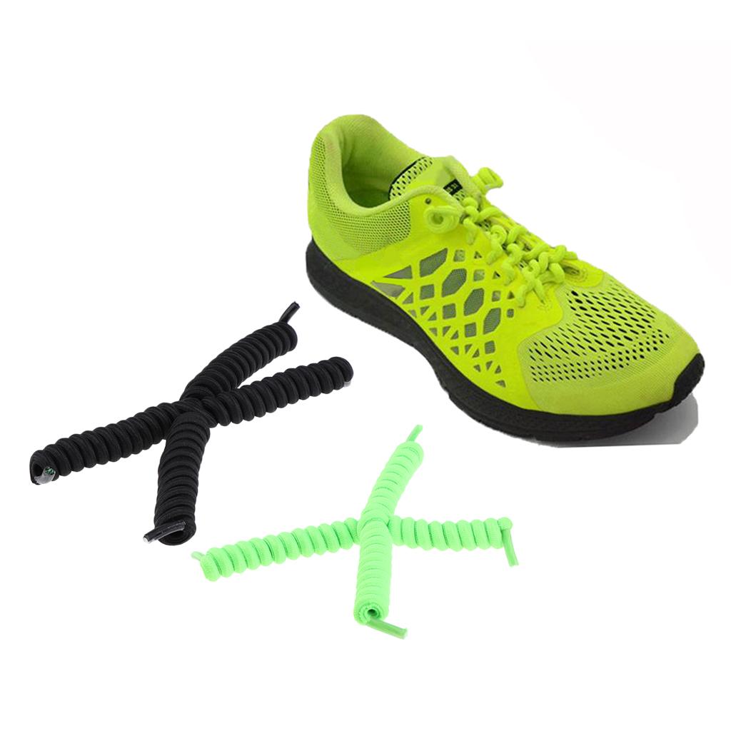 4 Pack Elastic No Tie Shoe Laces Curly Shoelaces For Adult & Kids Trainers