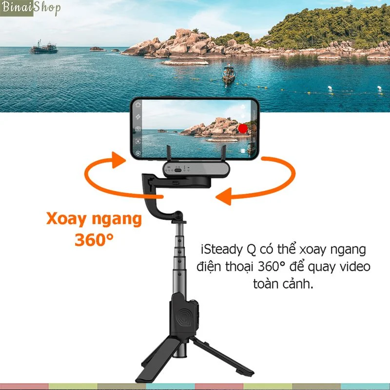 Hohem Isteady Q - Gimbal Chống Rung Kiêm Gậy Selfie Xoay 360°, Điều Khiển Từ Xa, Theo Dõi Khuôn Mặt- Hàng chính hãng