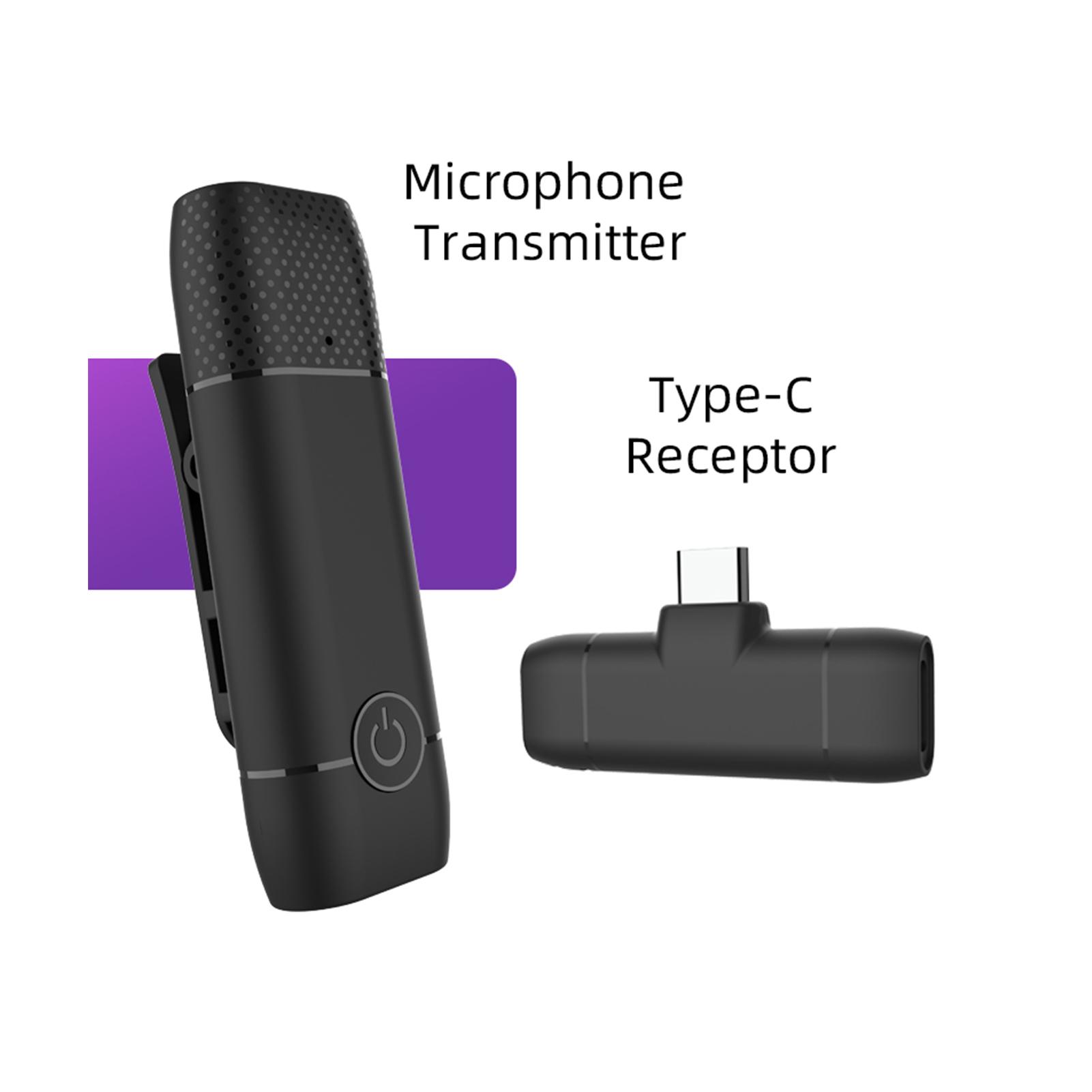M10 Wireless Lavalier 2.4G Microphone 360°Omnidirectional Lapel Mic Noise Reduction For Type-C Android Smartphone Tablet