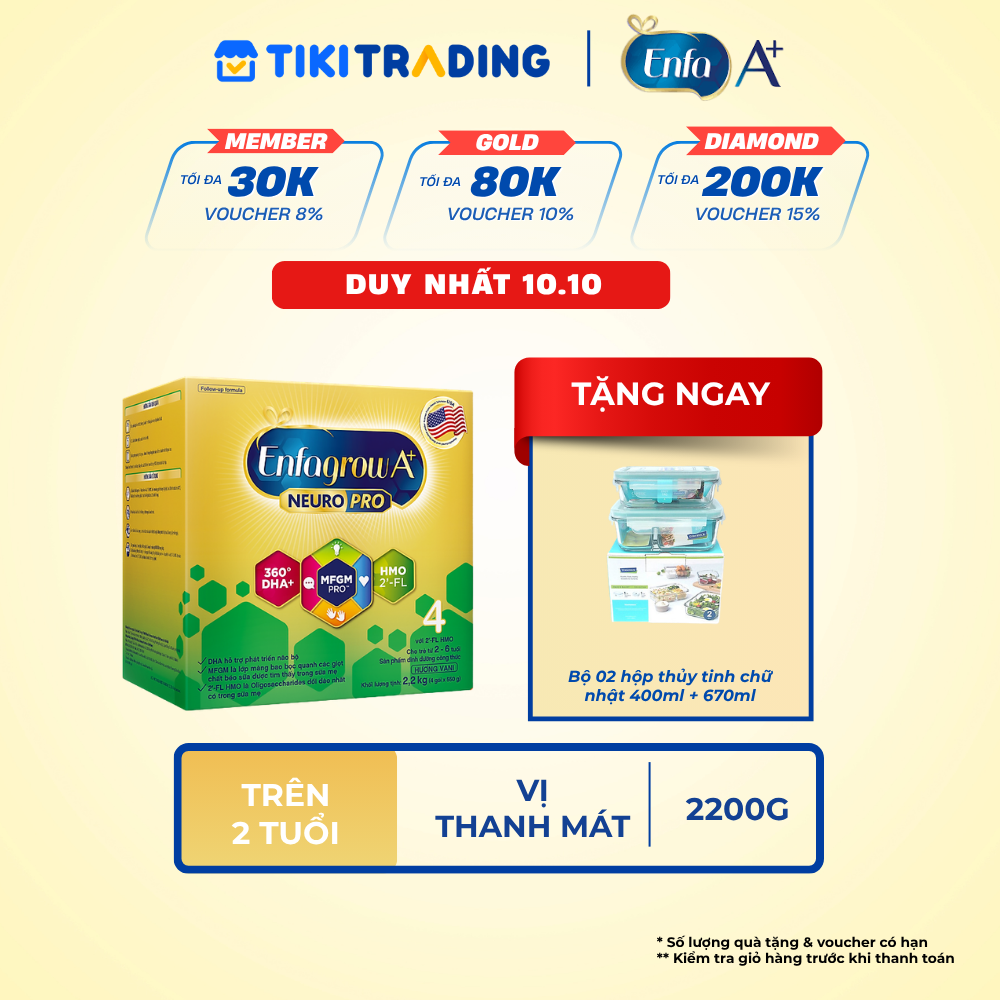 Sữa bột Enfagrow A Neuropro 4 2.2kg với DHA giúp phát triển não bộ cho trẻ từ 26 tuổi
