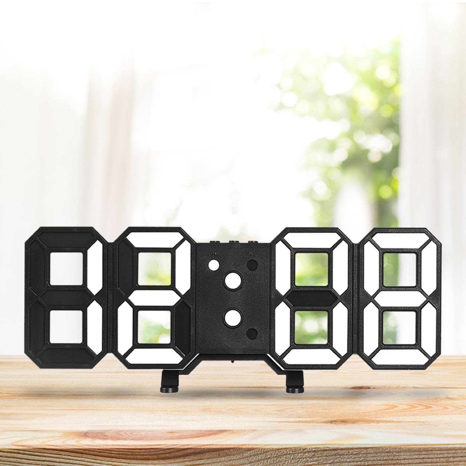 Digital 3D Digital Clock Date Time Electronic Clock for Seniors Office Bathroom