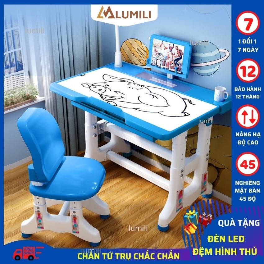 Bộ bàn ghế chống gù chống cận bàn học thông minh cho học sinh điều chỉnh độ cao 50x70 t500