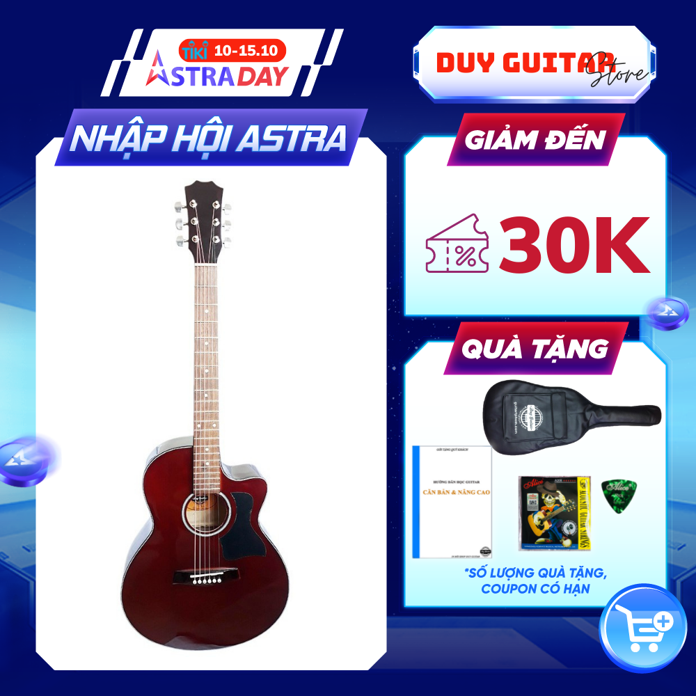 Đàn guitar acoustic DT70 có ty màu nâu đất Chất âm thanh vang tốt Dáng D có khuyết Action thấp Dành cho bạn mới tập đàn guitar