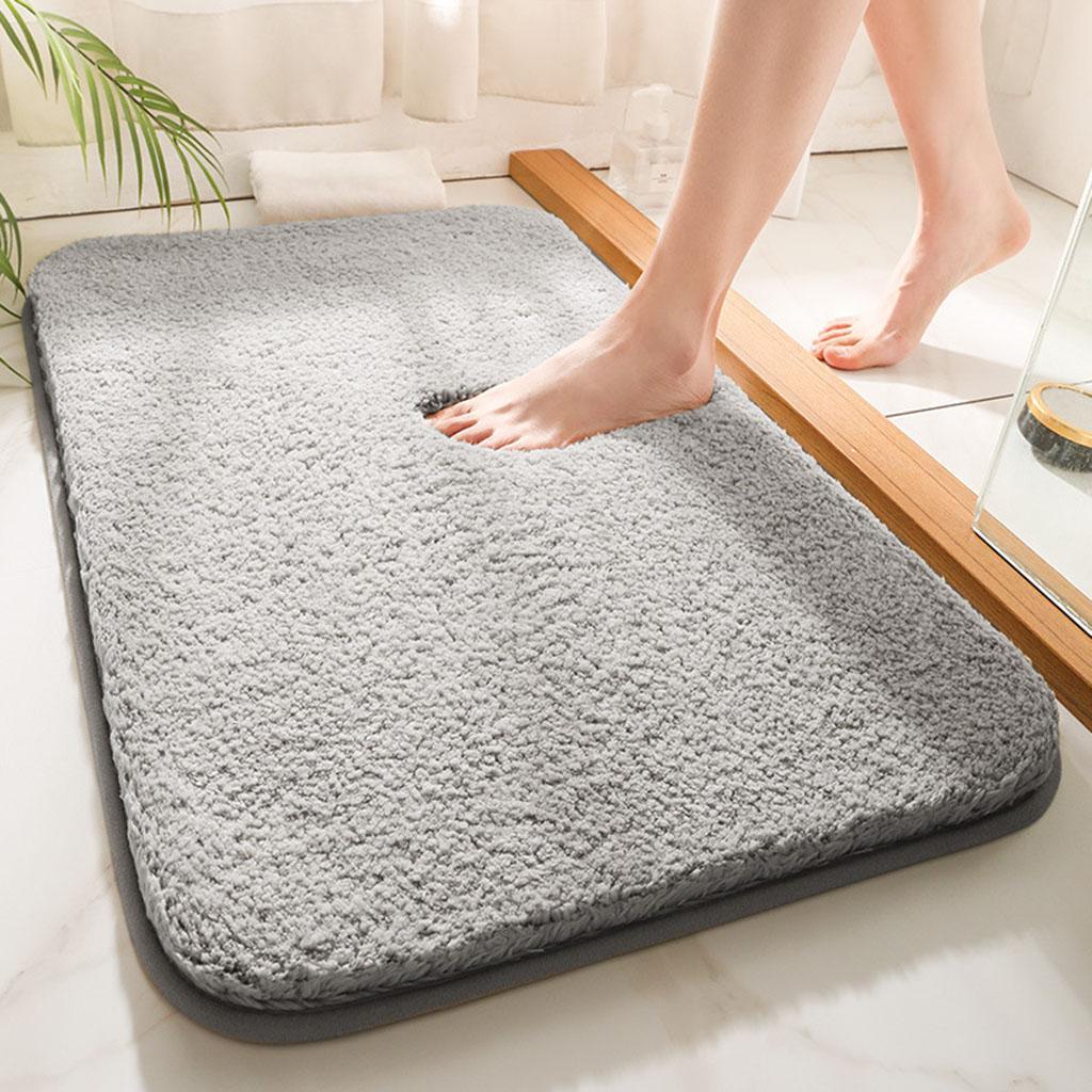 Soft Bathroom Rugs Water Absorbent Non Slip Bath Shower Mat Grey 40x60cm