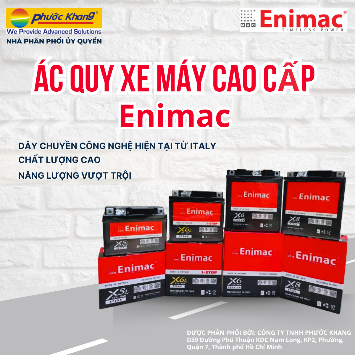 Bình Ac Quy xe máy cao cấp Enimac X6L - Thương hiệu Italia