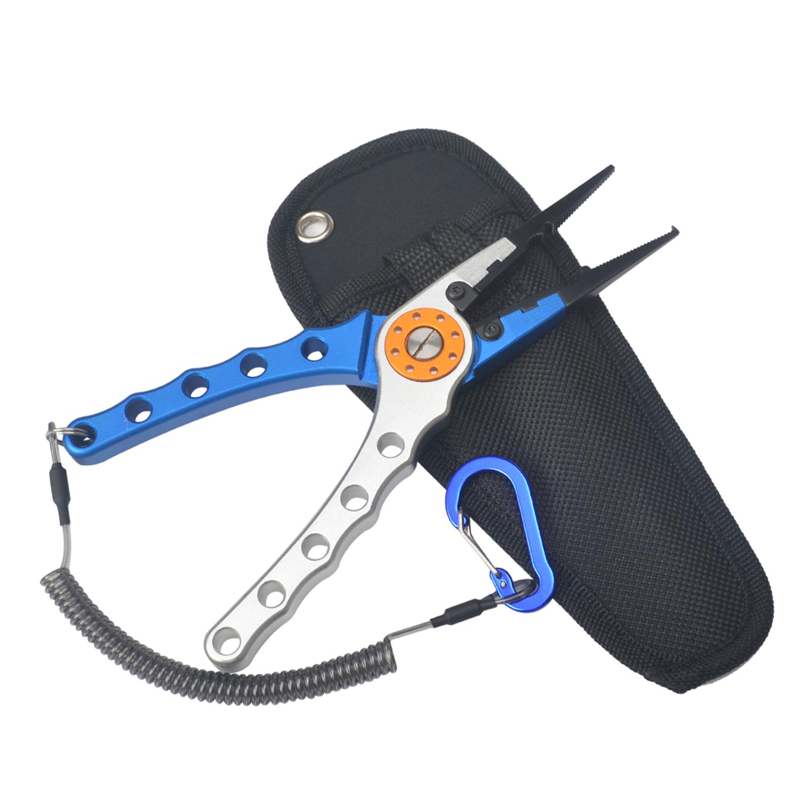 Aluminum Alloy Fishing Pliers Lightweight Fishing Tackle Pliers Braid Cutters, Equipped with Sheath and Lanyard