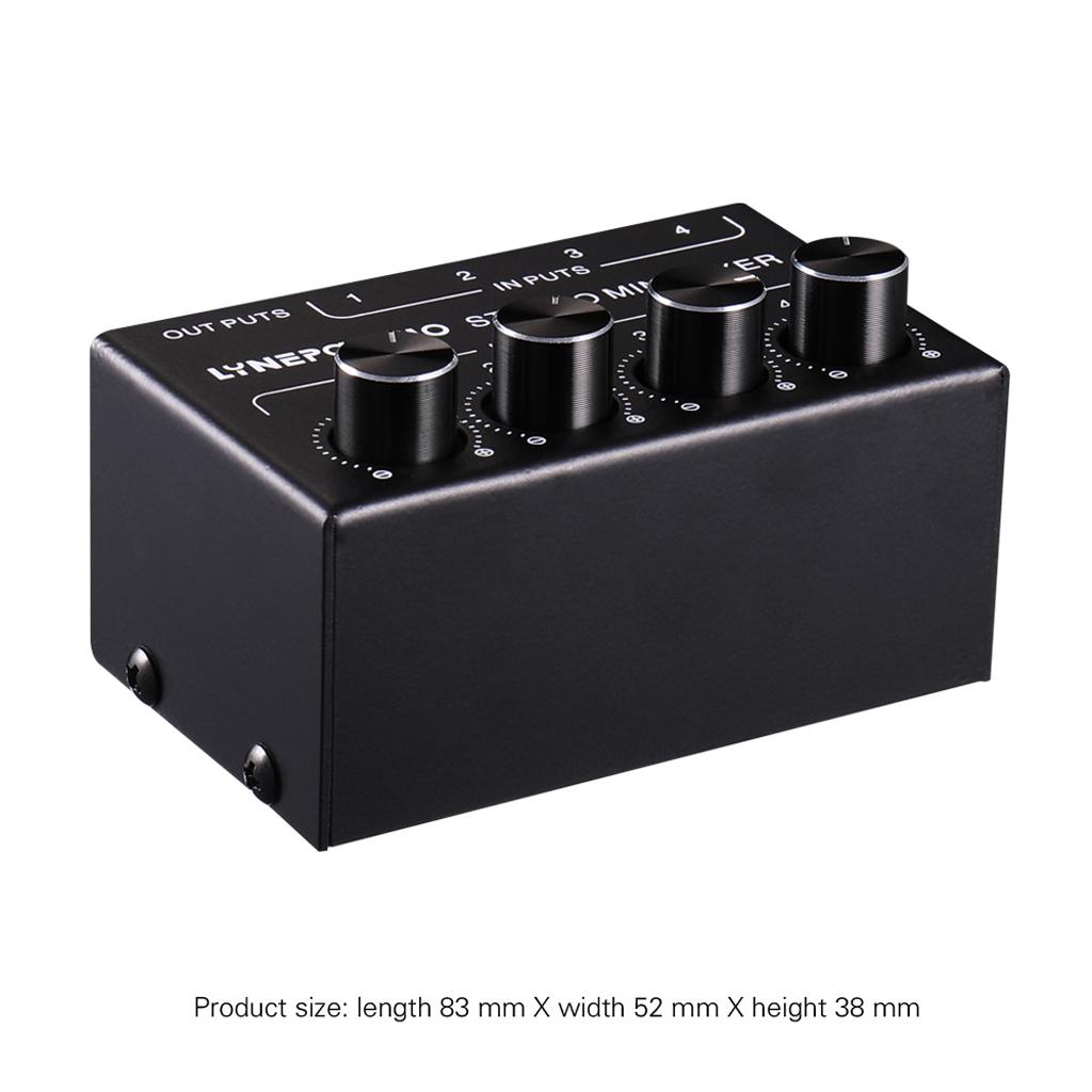 Mini Stereo Mixer 4 Channel Audio Mixes 4 in 1 Out for Desktop Laptop Phones