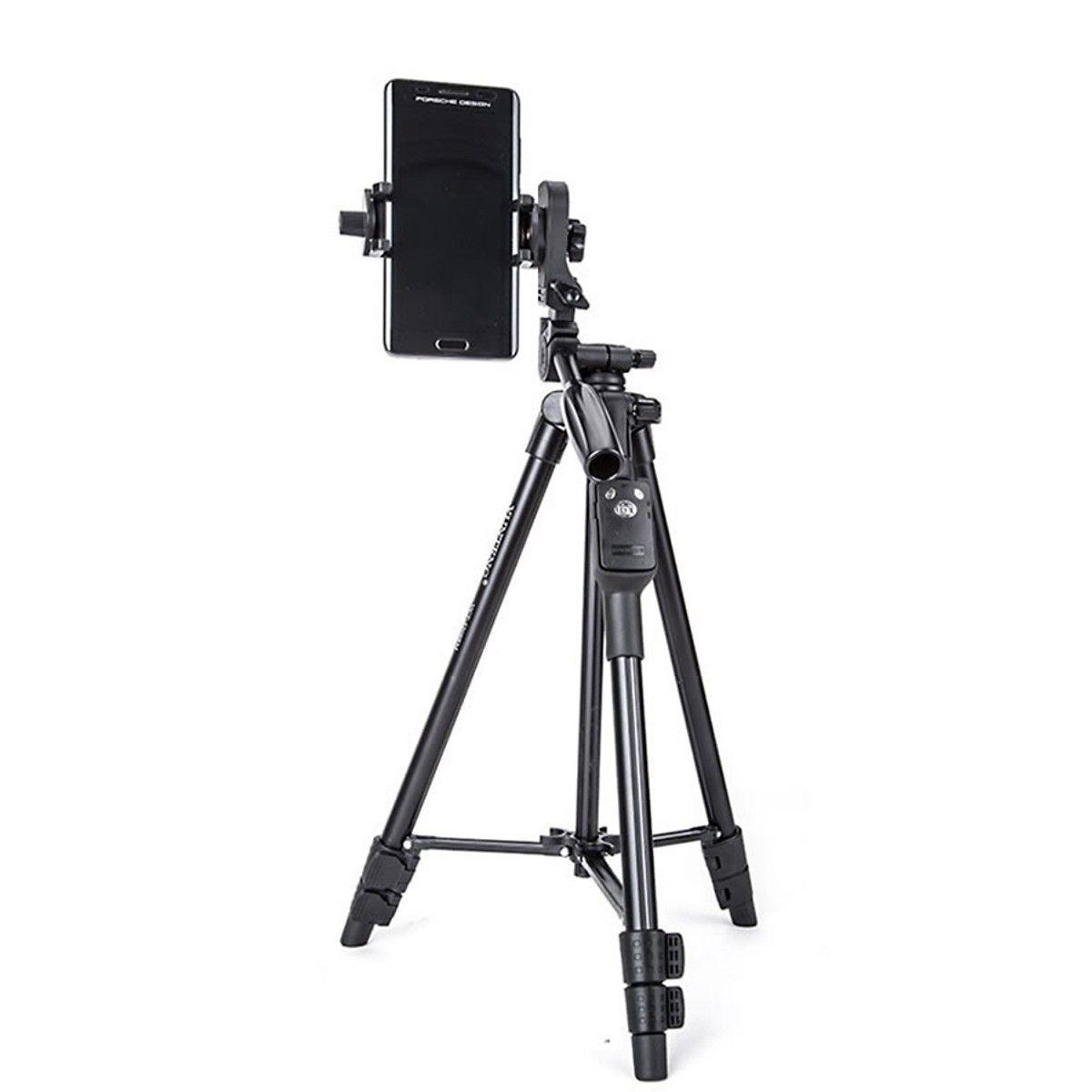 Combo Chân Máy Tripod 5208 + Đầu kẹp + Remote + Cáp + Túi đựng