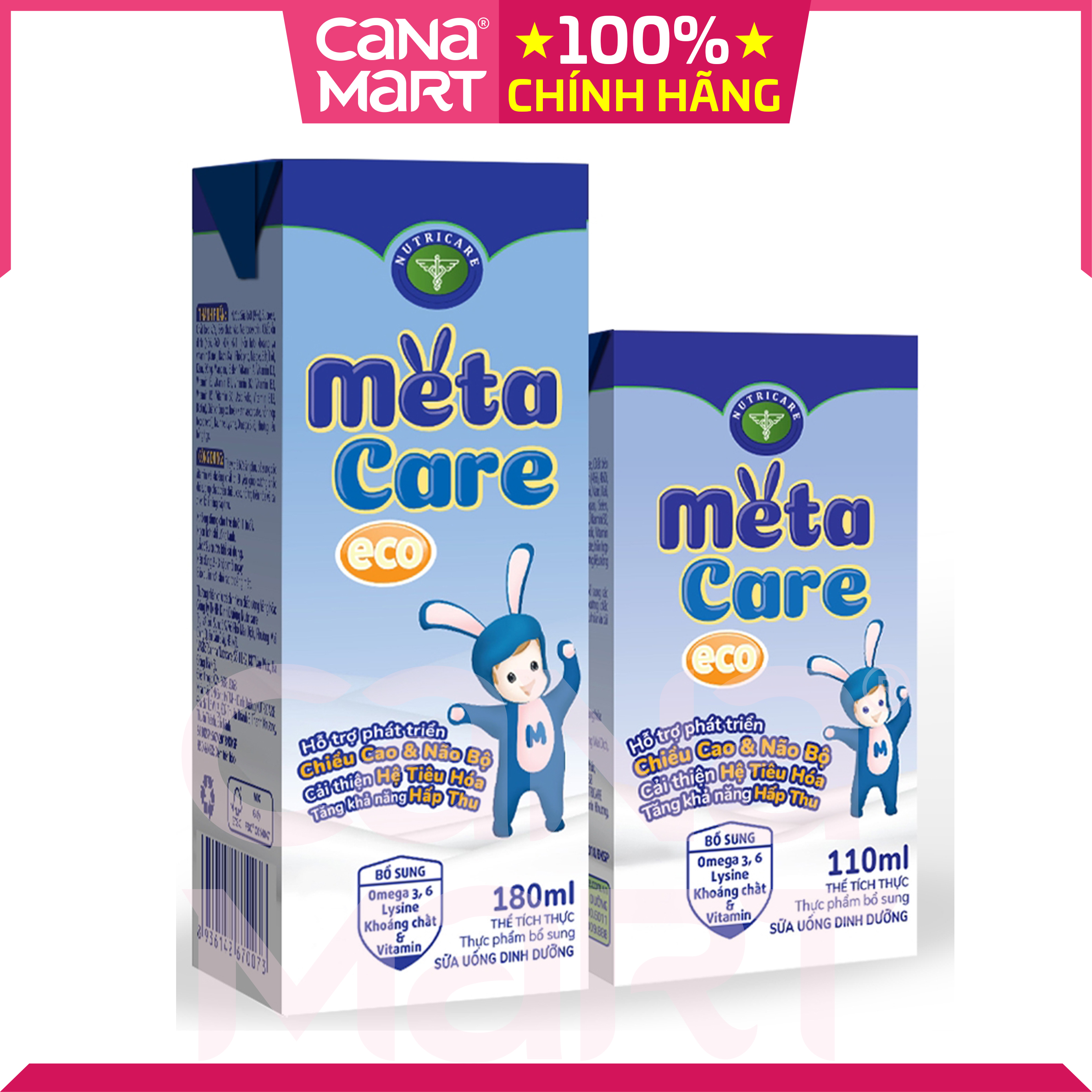 Thùng sữa nước Nutricare Metacare ECO giúp trẻ phát triển toàn diện (110ml)