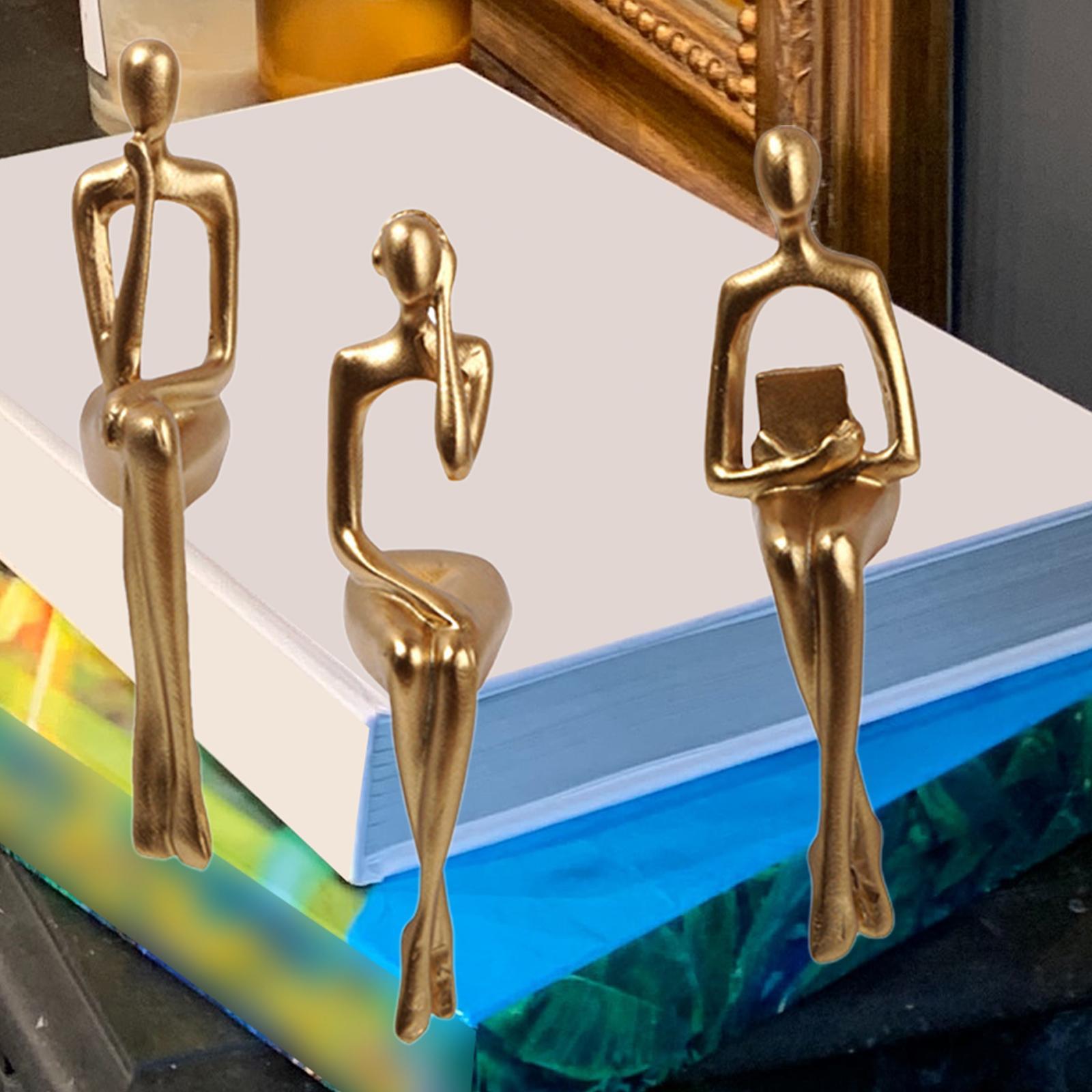 3PCS Sitting Thinker Statue Abstract Figurines for Shelf Tabletop