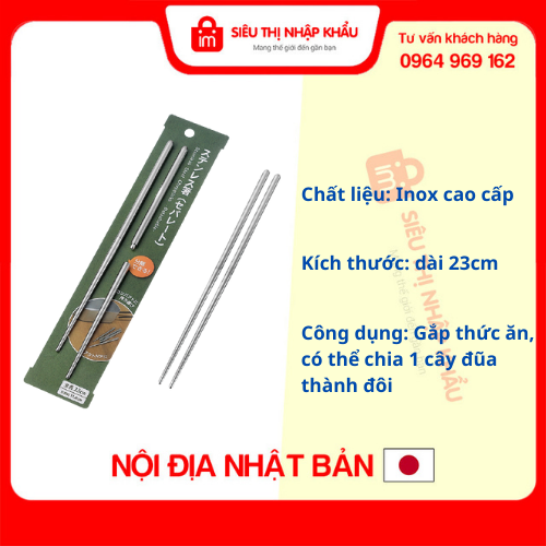 Đũa Inox dài 23cm thân đũa có thể chia đôi Nội địa Nhật Bản