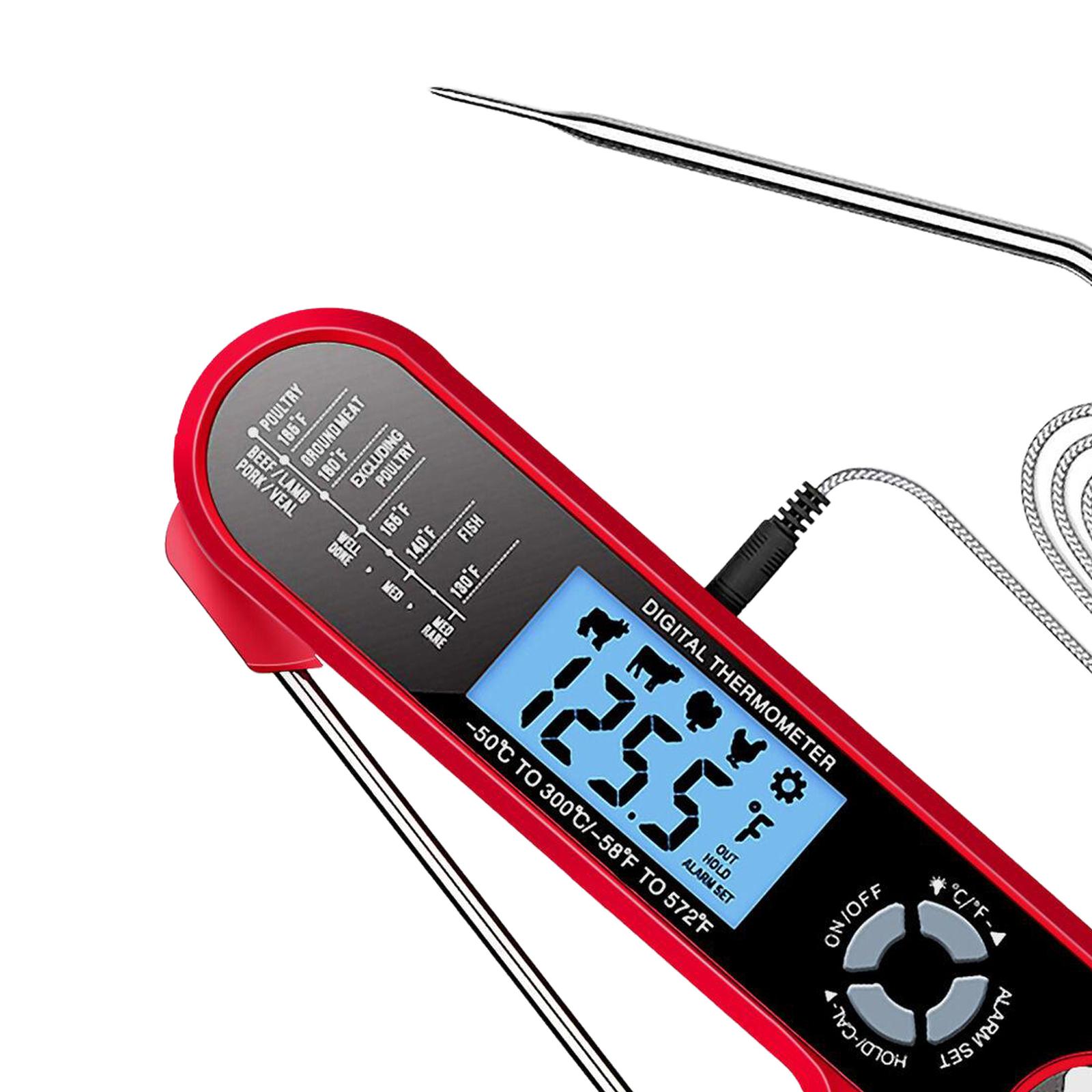 Instant Read Meat Thermometer for Cooking Foldable Food BBQ Digital Thermometer with Backlight & Calibration