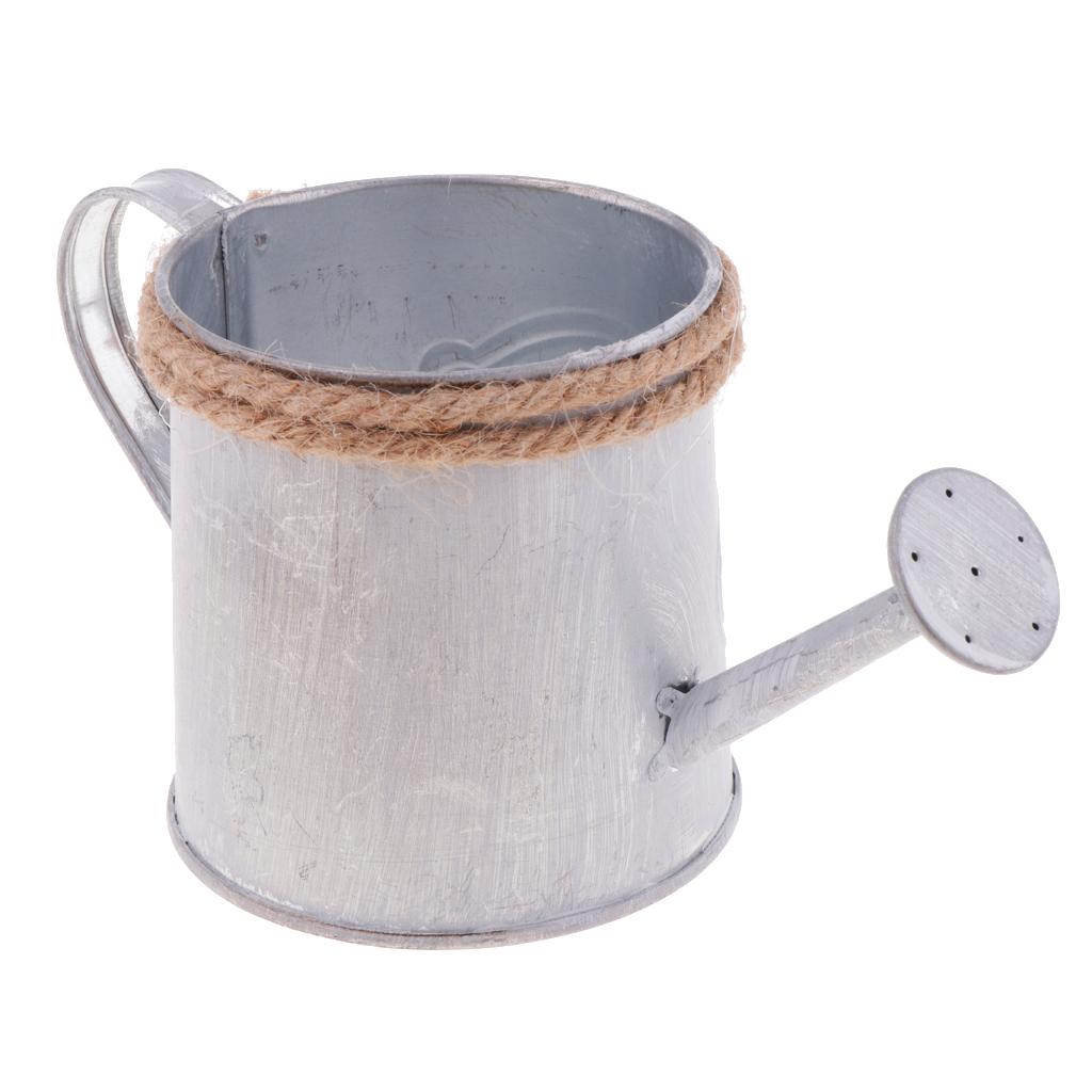 Watering Kettle Shaped Metal Flower Plant Bucket Pot Garden Decor