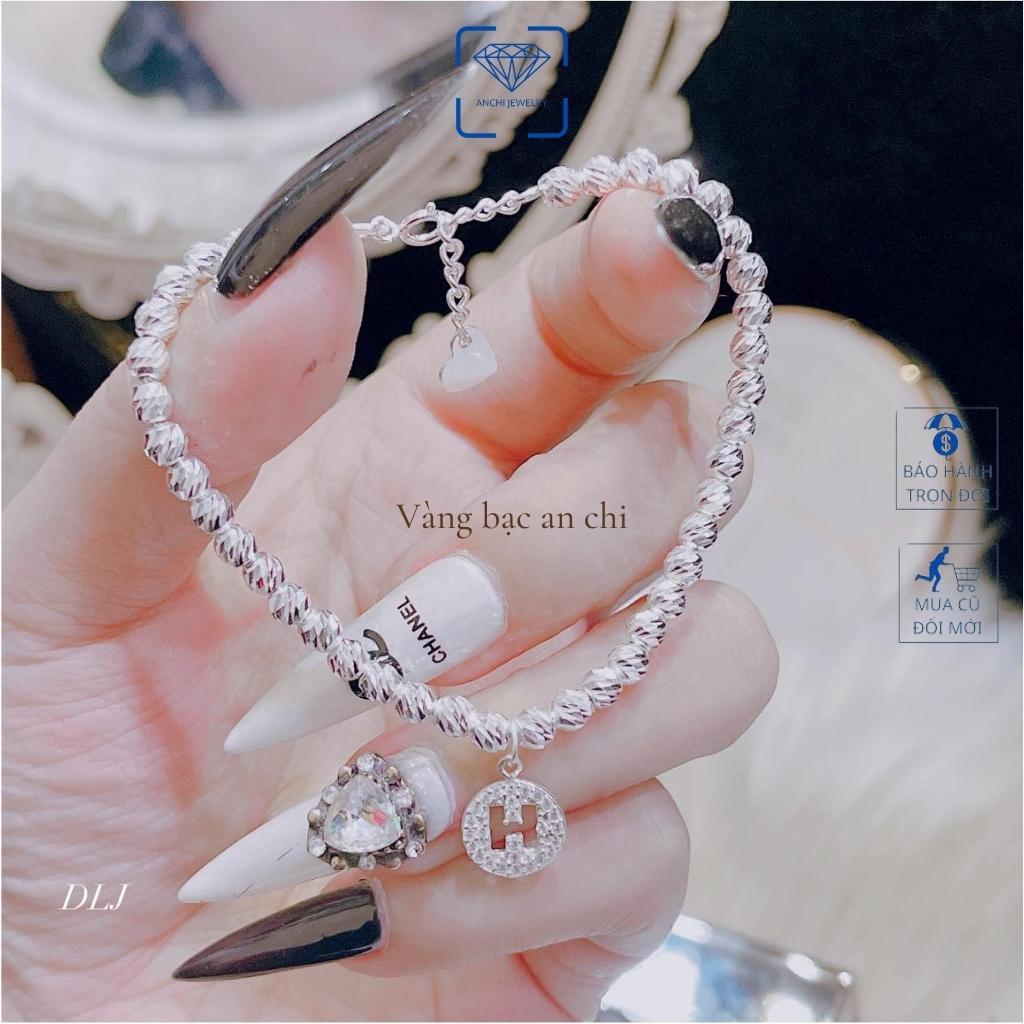 Vòng tay bi bạc 6mm phay sáng lấp lánh cực cute, trang sức bạc Anchi jewelry