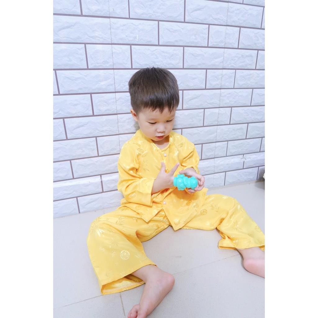 Bộ bà ba gấm lá tre cho bé trai, bé gái