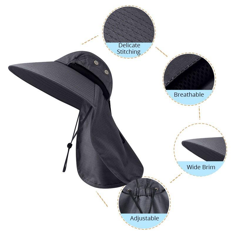 Mùa Hè UPF50 + Miếng Vải Dành Cho Nữ Breatable Nón Có Cổ Vạt Ngoài Trời Rộng Vành Đi Bộ Đường Dài Câu Cá Nón safari Bèo Đi Nắng Cho Nam Nón