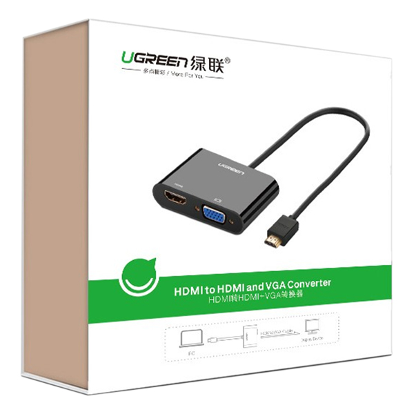 Bộ Chuyển Đổi Ugreen HDMI Sang VGA HDMI Có Nguồn Phụ 40744 - Hàng Chính Hãng