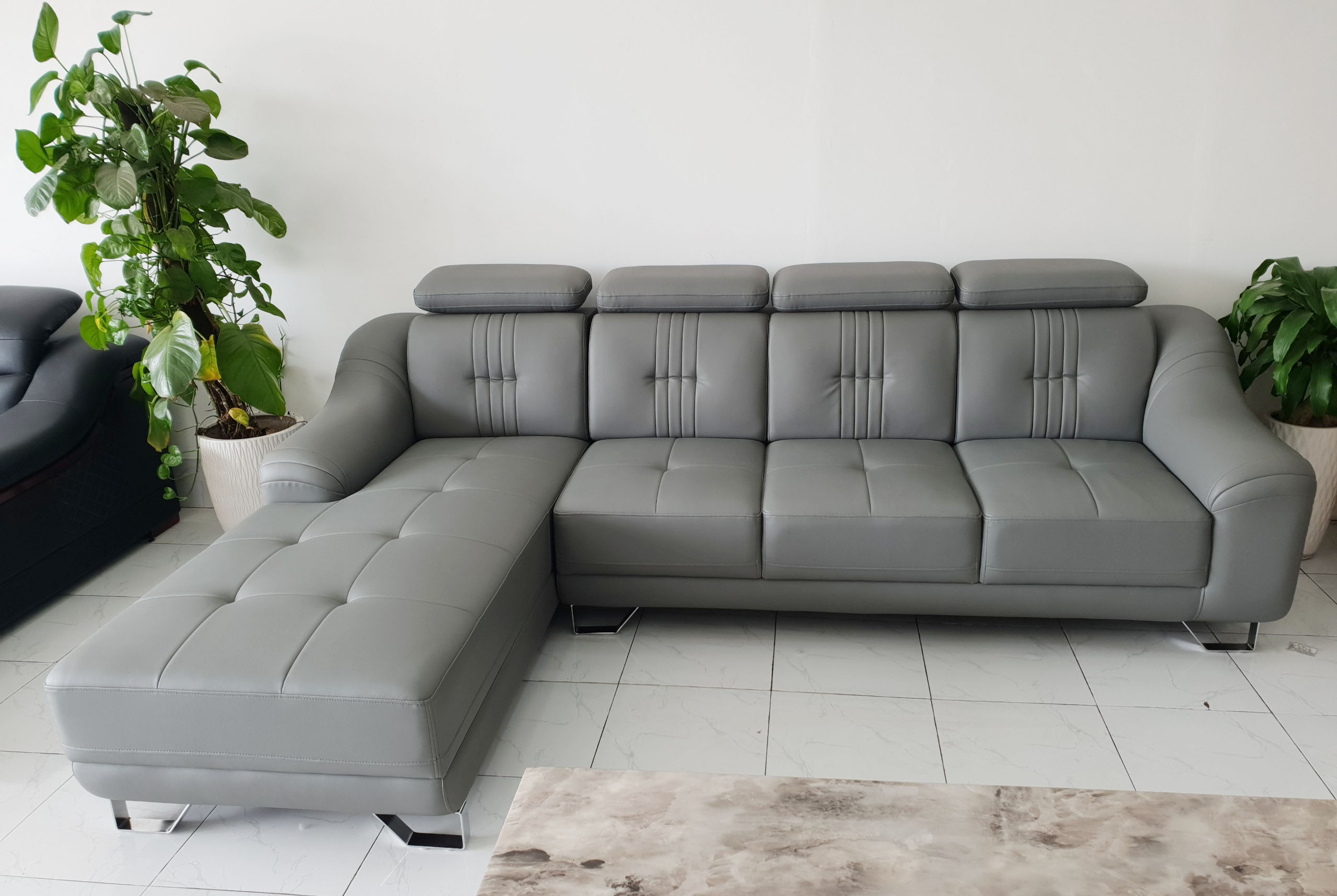 Ghế Sofa Phòng Khách Lớn Góc Chữ L _ Màu Xám Sang Trọng _ Size 2800 x 1800