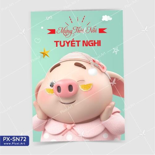 Thiệp thôi nôi – sinh nhật theo yêu cầu Pluxi