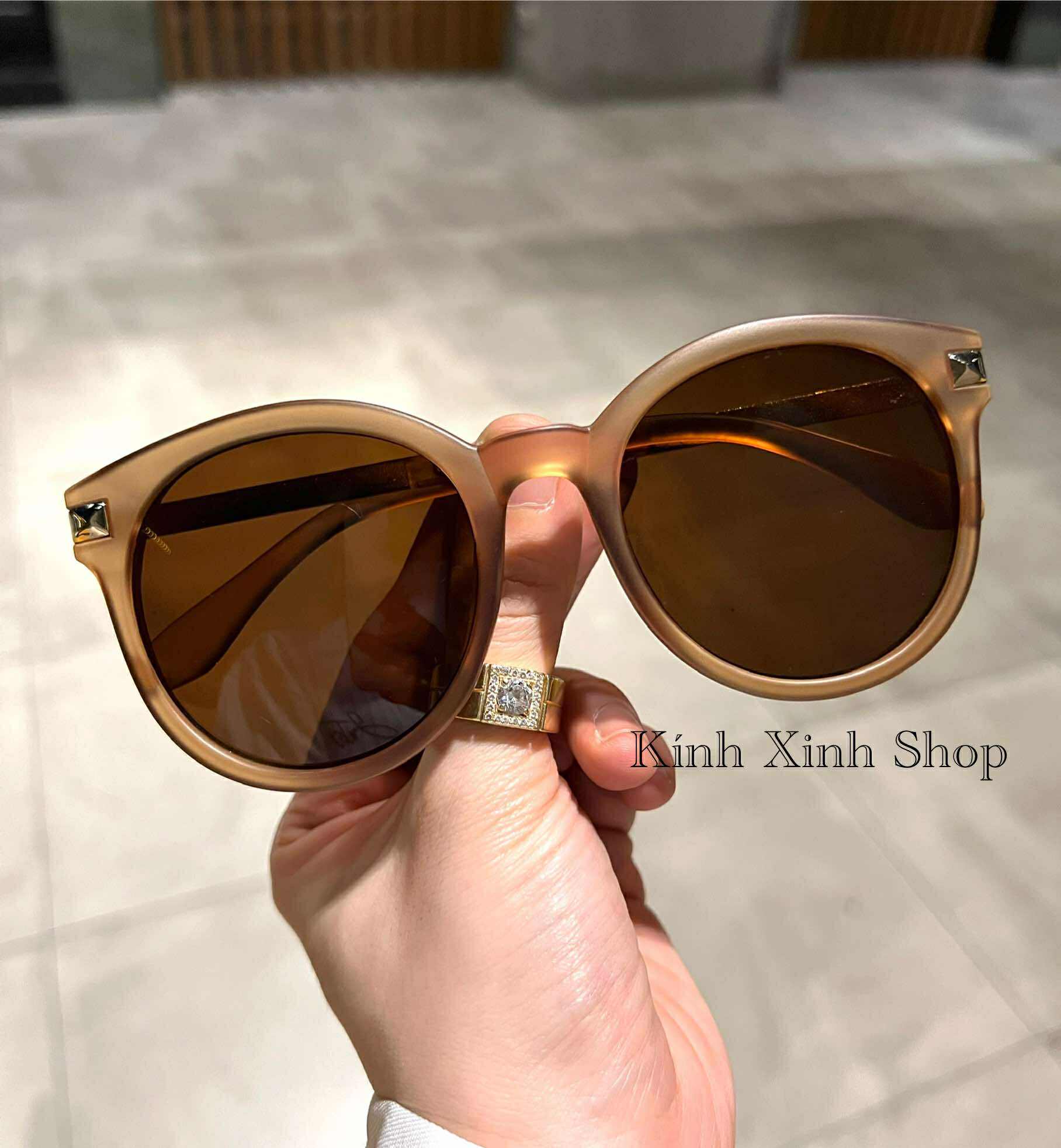 Kính râm nữ thời trang dáng mắt tròn mắt nâu sành điệu