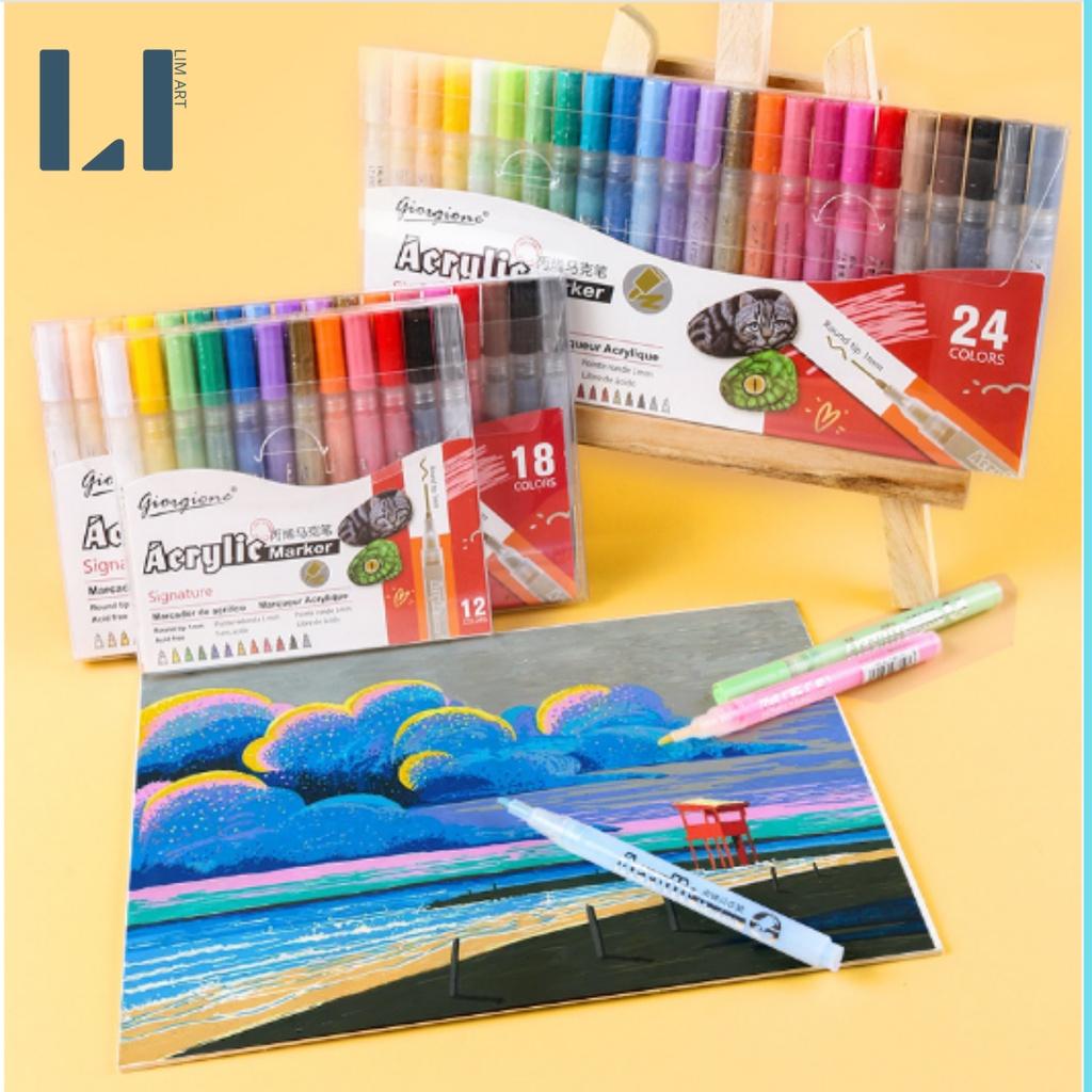 Bộ bút vẽ acrylic Giorgione 12/18 màu, vẽ trên mọi chất liệu