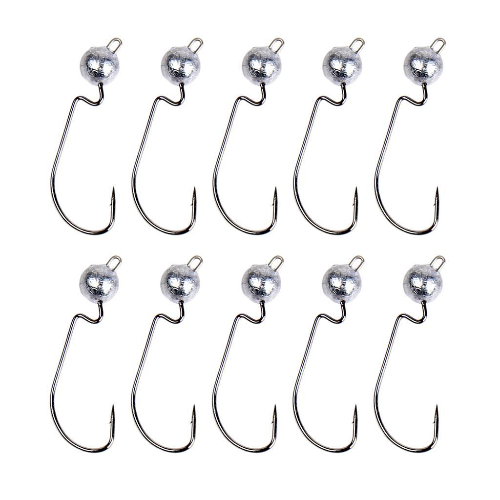 10pcs Weighted Fishing Hooks Crank Hook With   For