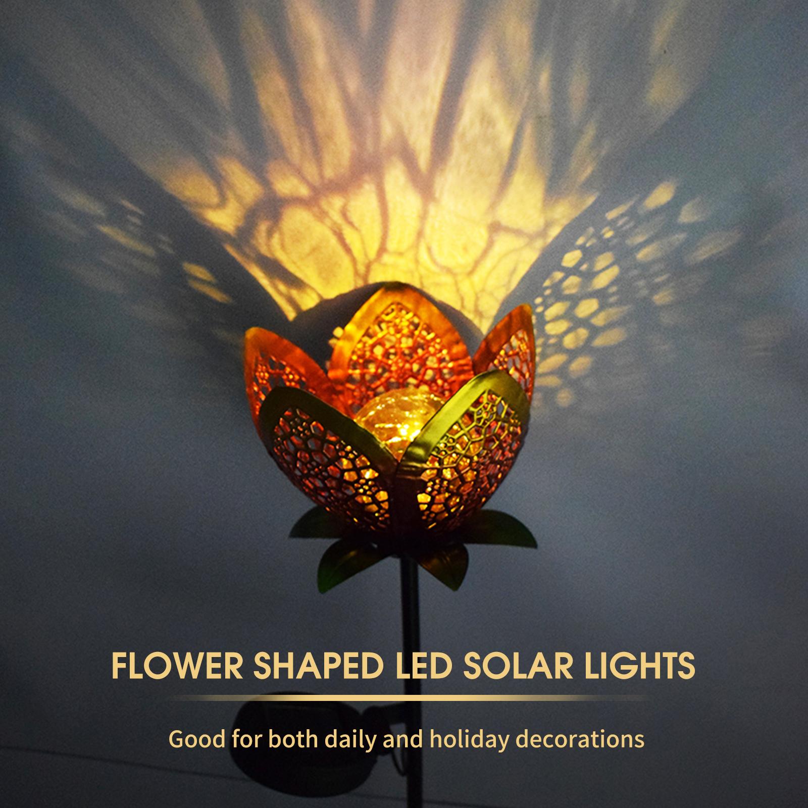 Đèn Led Năng Lượng Mặt Trời Hình Hoa Kim Loại Không Thấm Nước