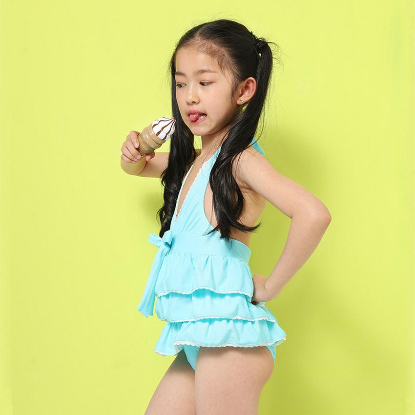 Set bộ đồ bơi cho bé gái từ 2-6 tuổi màu xanh B15-H