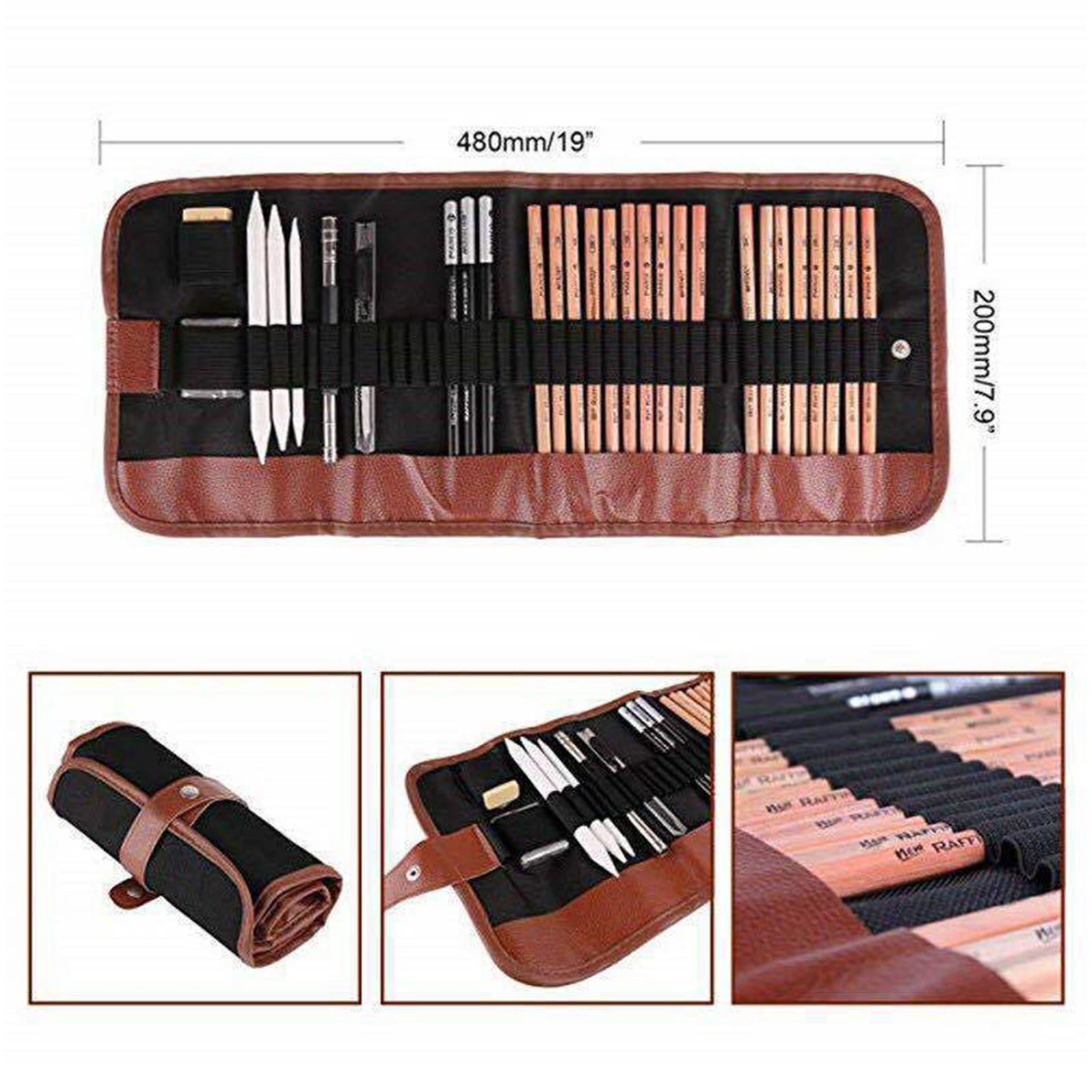 29PCS Pencil Set Drawing Sketching Charcoal Pencil Art Professional Art Supplies with Storage Bag Portrait Drawing Tool