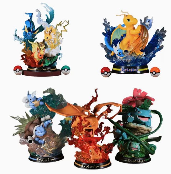 Pokemon Figure, Mô hình, nhân vật size to tiến hóa Charamander Bulbasaur gengar squitle mewtwo huyền thoại có đèn led